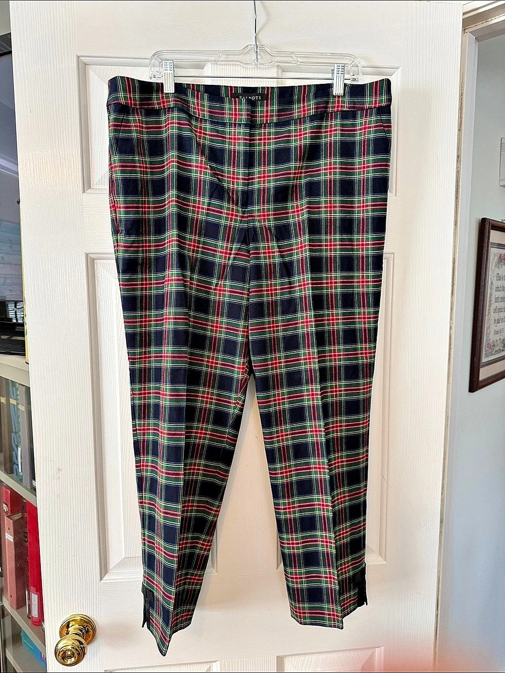 Talbots Petite Plaid Trousers Plaid Trousers in Blue & Green 16P NWT